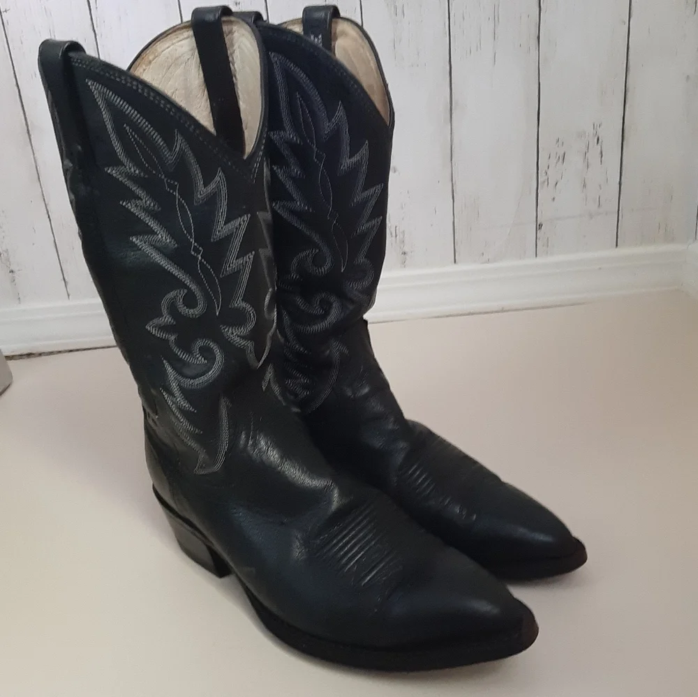 CORONA WESTERN BOOT MEN'S BLACK MARBLE DAN POST  SIZE 9        ☆